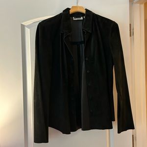 Vintage Dana Buchman shirt jacket in black suede size 12 runs small